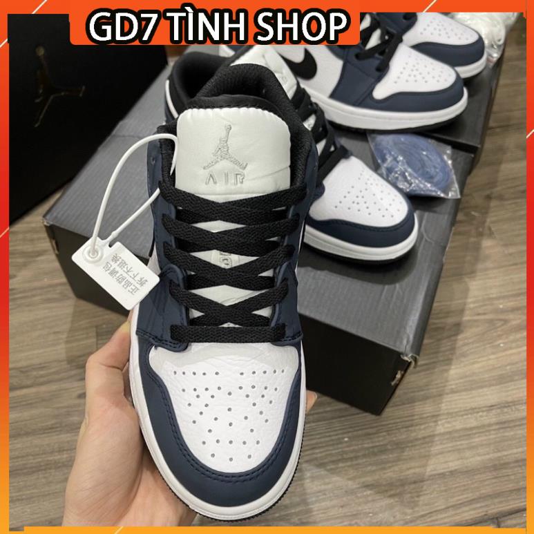 Giày 𝐉𝐨𝐫𝐝𝐚𝐧 1 low Xanh Navy, Giày JD1 low Xanh than Navy cổ thấp bản đẹp đầy đủ bill box