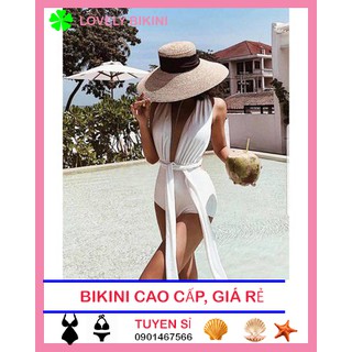 Bikini xẻ ngực chéo vai (đen và trắng)