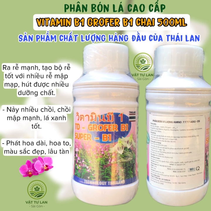 Phân bón lá Thái Lan B1 Grofer B1 Thái Trắng chai 500ml