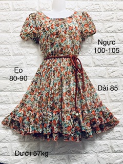 Đầm voan hoa xếp ly