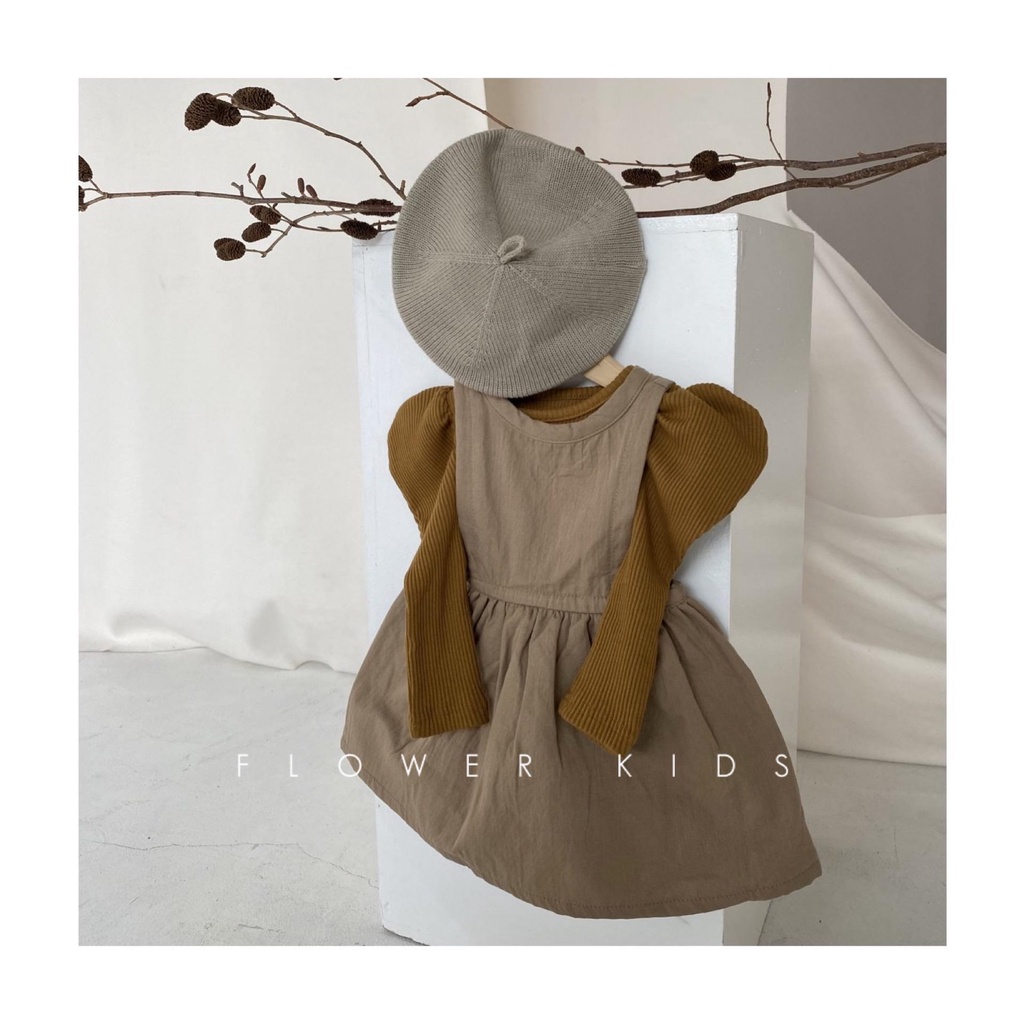 Áo Tay Phồng Màu Trơn Thời Trang Xuân Thu Hàn Quốc Mới Dành Cho Bé Gái 2021