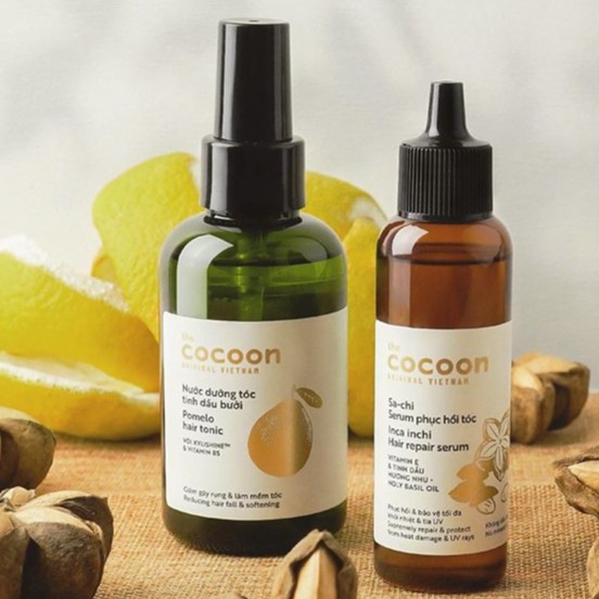 Combo Xịt Dưỡng Tóc Tinh Dầu Bưởi Pomelo Cocoon 140ml + Serum Sa-Chi Phục Hồi Tóc Cocoon 70ml