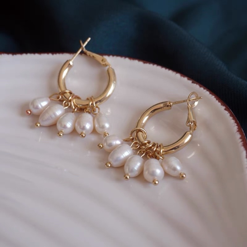 Bông tai khoen hạt