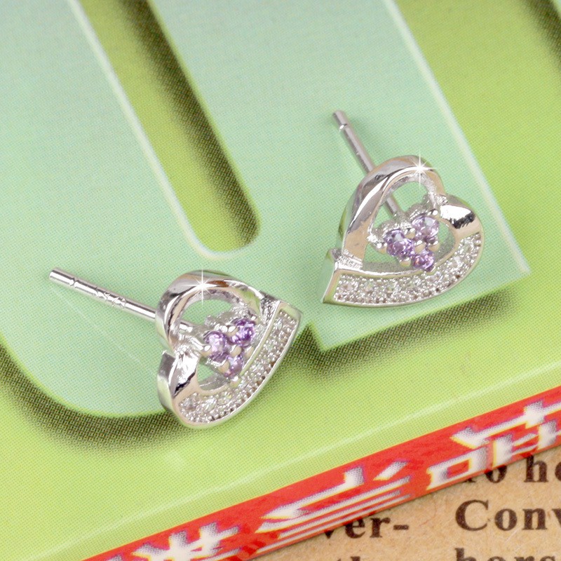 Hoa tai trái tim bạc ý 925 nhỏ nhắn, xinh xắn HT79