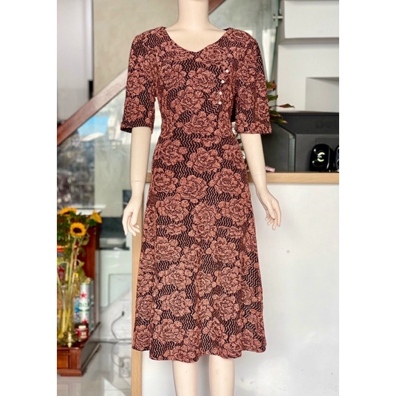 Đầm trung niên thun kim sa co giãn