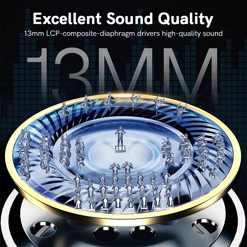 Tai Nghe Bluetooth Không Dây QCY T20 5.3 68ms 13mm Driver HIFI 4 Mic Kèm Phụ Kiện