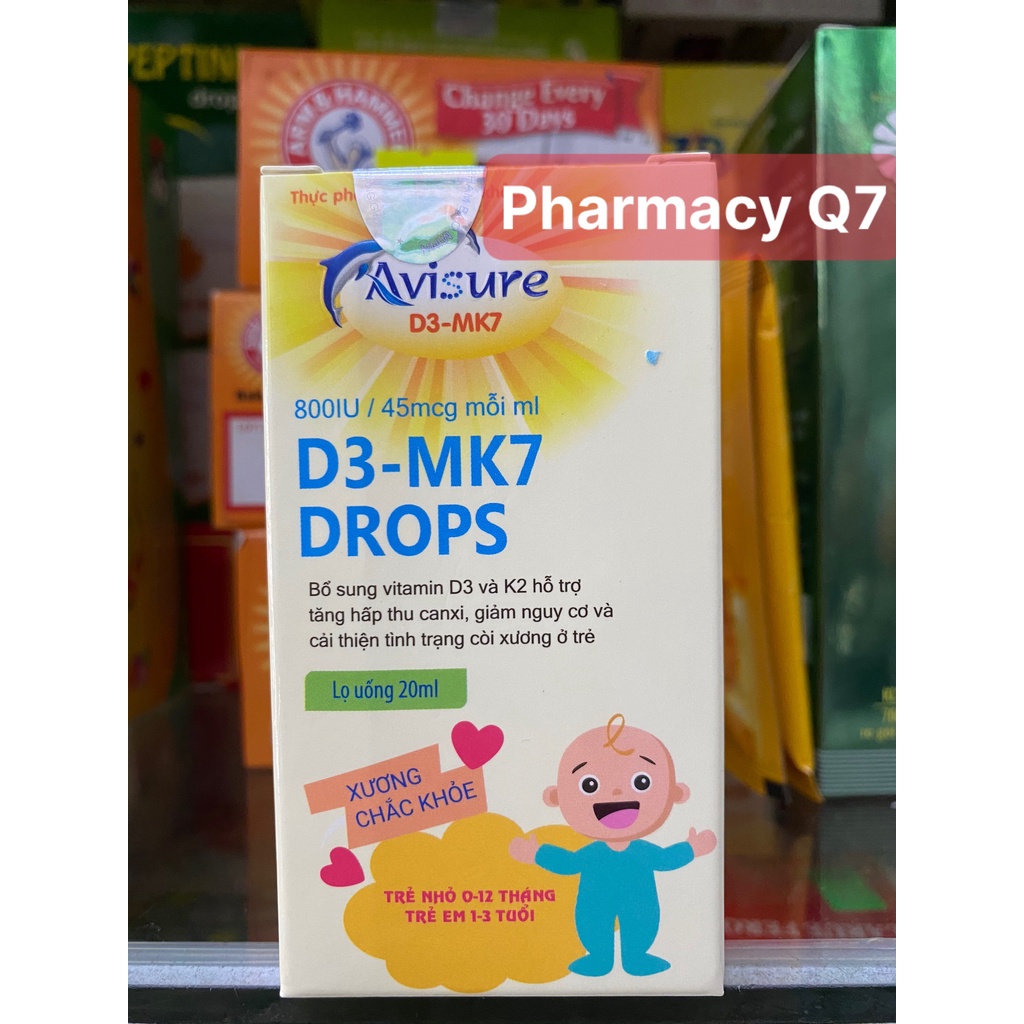 Avisure D3 MK7 Drops.Bổ Sung Vitamin D3,K2 Giúp Bé Hấp Thu Canxi,Phát Triển Chiều Cao/ PHARMACY Q7
