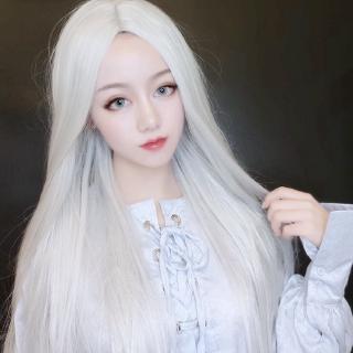 Tóc giả thẳng dài tự nhiên màu trắng cho nữ