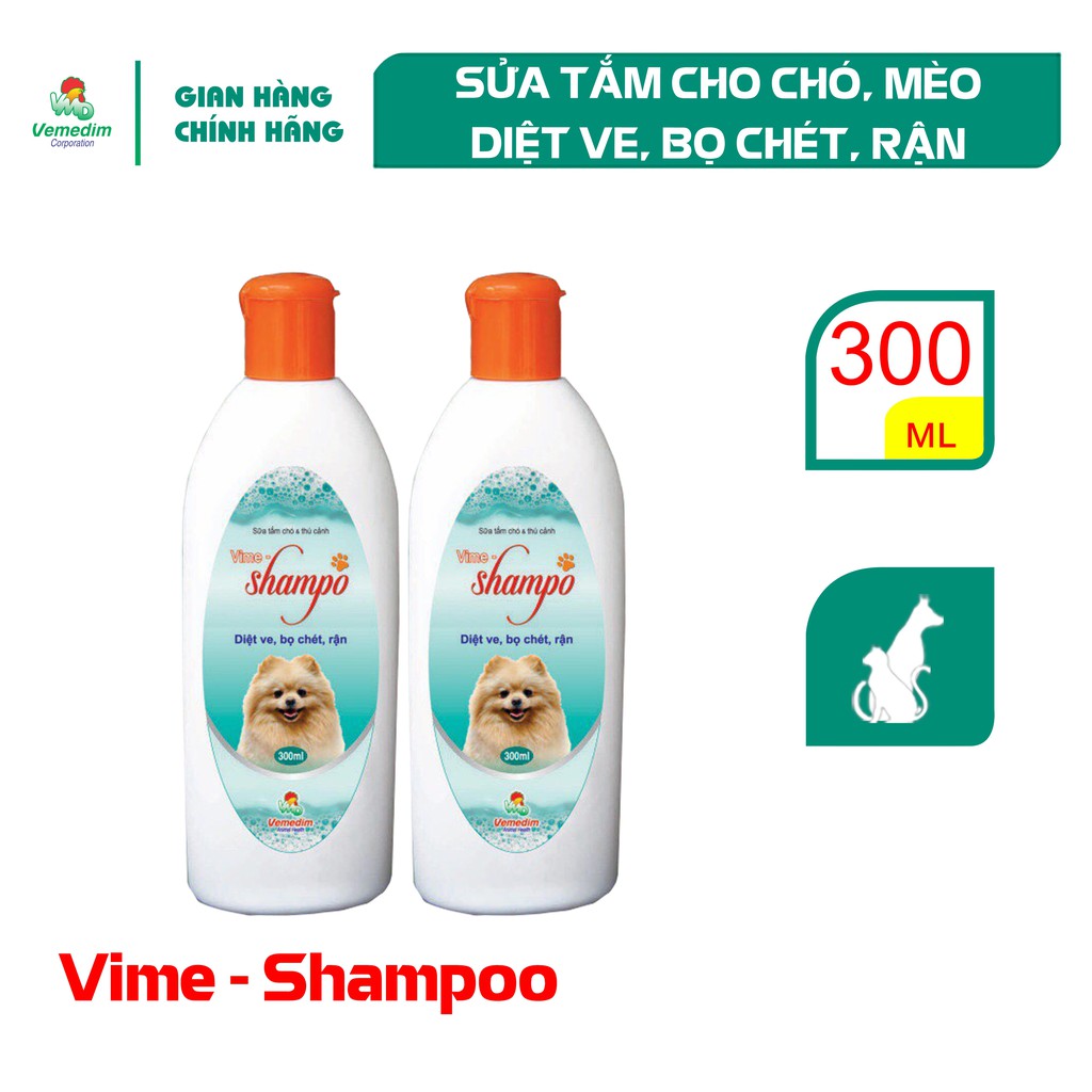 Vemedim Vime-shampo sữa tắm chó, mèo diệt ve, rận, bọ chét, chai 300ml