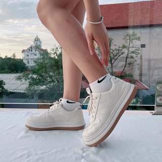 Giày thể thao nữ ulzzang đế bánh mì , Giày ulzzang nữ đế bánh mì màu kem kiểu dáng ahfn quốc phối đồ cực đẹp