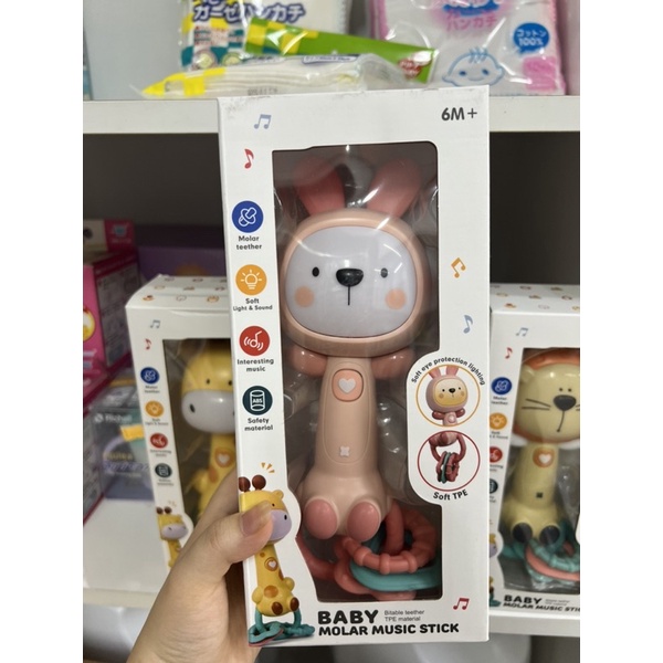 Đồ chơi cầm tay xúc xắc, gặm nướu phát nhạc Baby Molar Music Stick cao cấp an toàn cho bé Baby Try từ 6M+ Beehouse