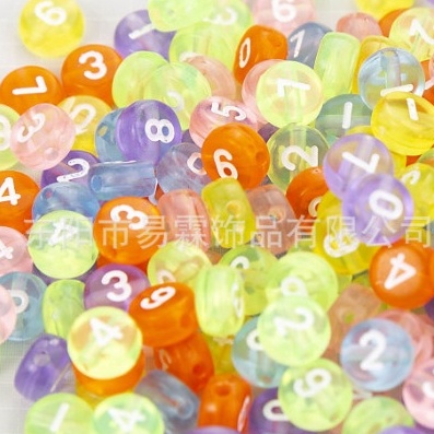 5/10/25gam Hạt Chữ số tròn nền đủ màu số trắng