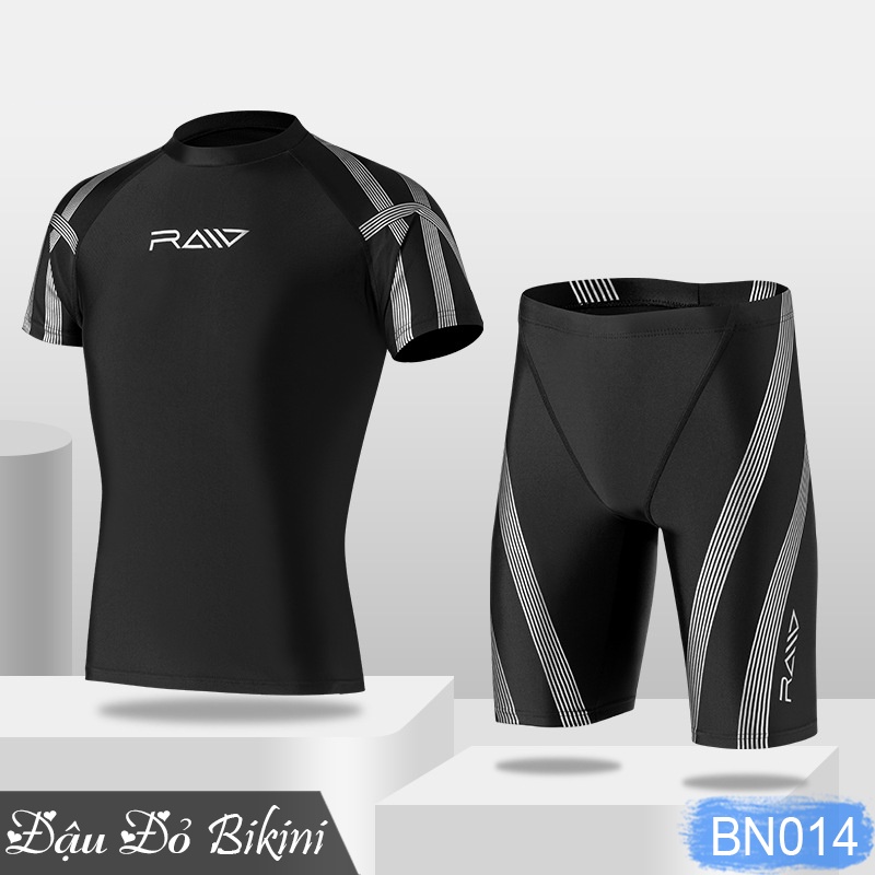 Bộ bơi nam cộc tay thời trang, quần sooc đùi khỏe khoắn manly, chất thun bơi chống nước, bán lẻ riêng quần & áo | BN014