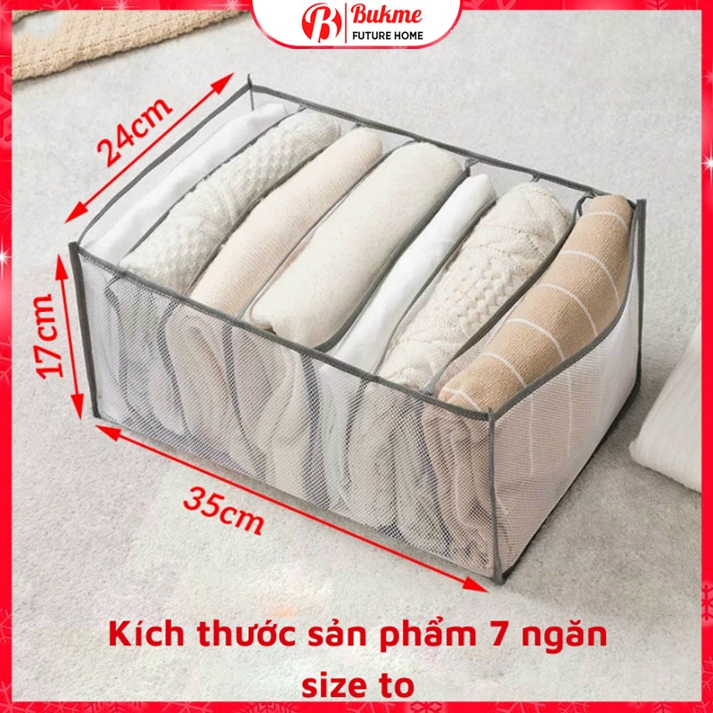 Túi vải chia ngăn đựng quần áo 7 ngăn size to Túi đựng quần jean Khay sắp xếp tủ quần áo chất liệu vải lưới