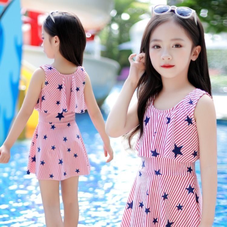 ◕Áo tắm trẻ em nữ một mảnh, bé gái mới lạ, kiểu tây, váy đầm công chúa nhỏ dễ thương, đồ bơi trẻ em cỡ nhỏ, vừa và lớn n