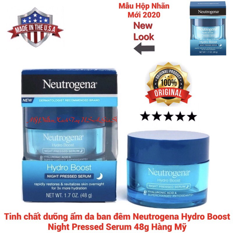 Tinh chất dưỡng ẩm da ban đêm Neutrogena Hydro Boost Night Pressed Serum 48g Hàng Mỹ