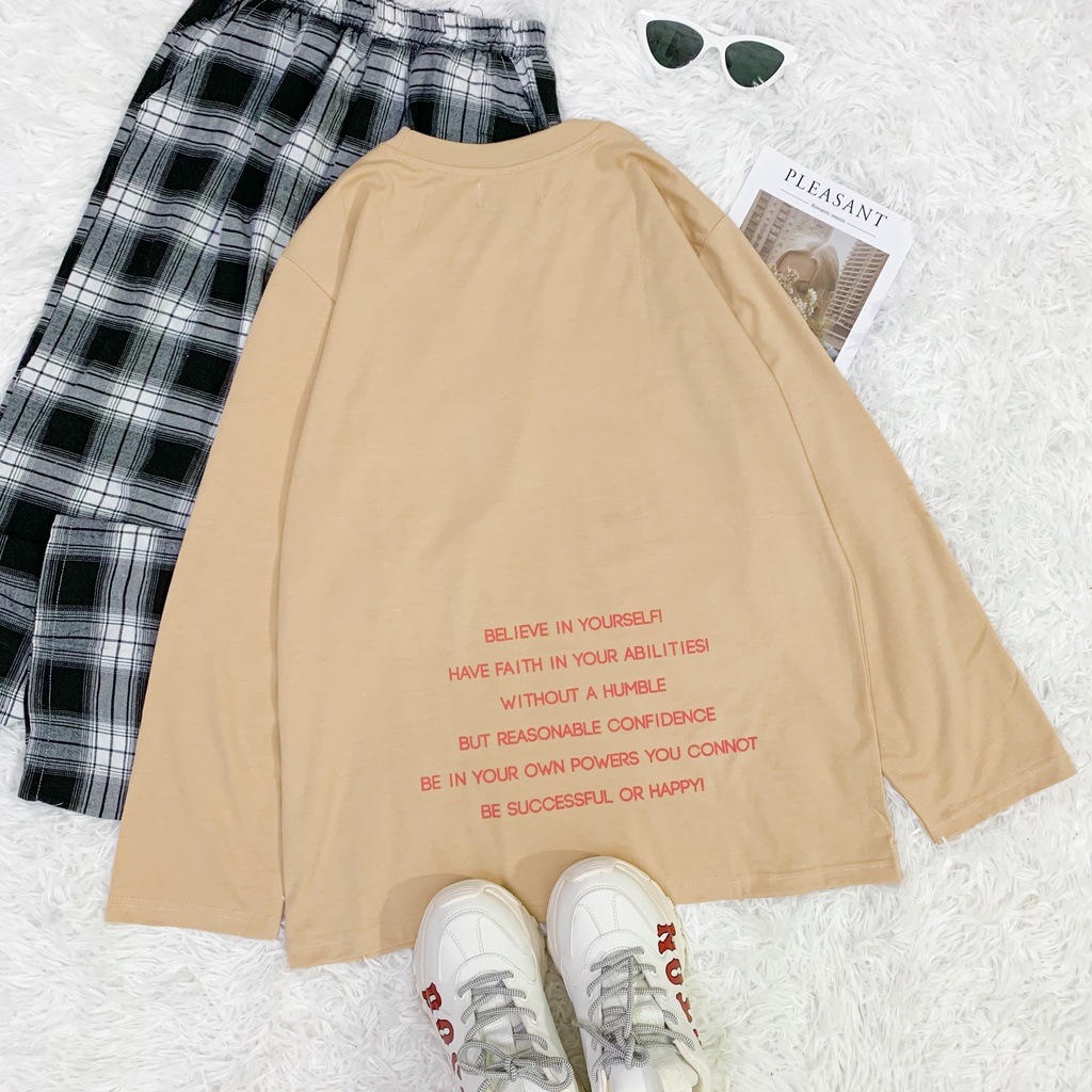 Áo thun dài tay  BELIEVE  phông Unisex nam nữ tee oversize form rộng pull Ulzzang Streetwear Hàn Quốc vải mềm