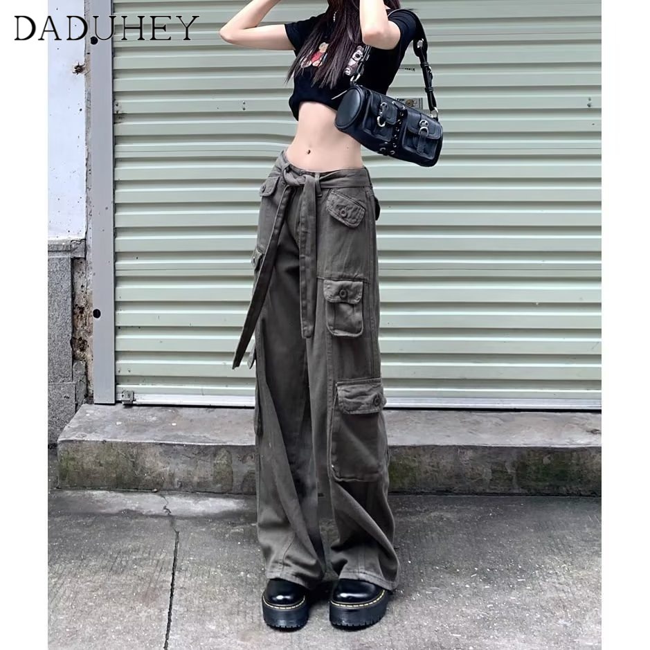 DaDuHey Men's and Women's 2022 Fashion Korean Style Trendy Fashion Joker Multi-Pocket Slacks Ins Summer Thin Brand Functional Loose Straight Cargo Pants