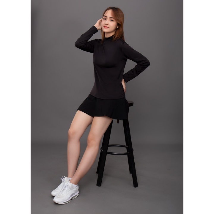 Áo Giữ Nhiệt Nữ Chất Mềm Co Dãn Cao 3 Phân Có ảnh Thật