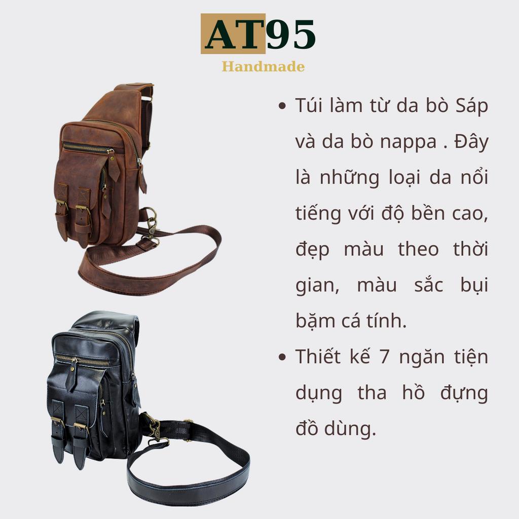 Túi đeo chéo da bò thật 02 thương hiệu AT95 HANDMADE