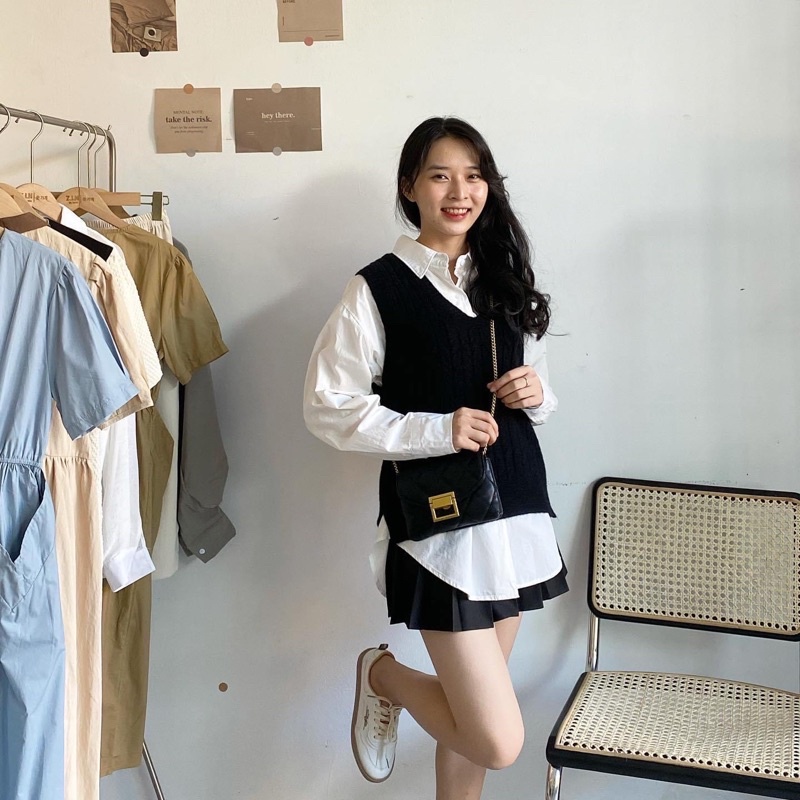 Áo sơ mi trơn chất thô