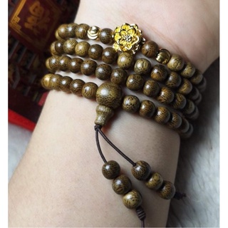 Vòng tay trầm hương mix vàng 24k chuỗi hạt 108 trầm tốc việt - an yên - thịnh vượng - trầm hương tự nhiên tốc việt