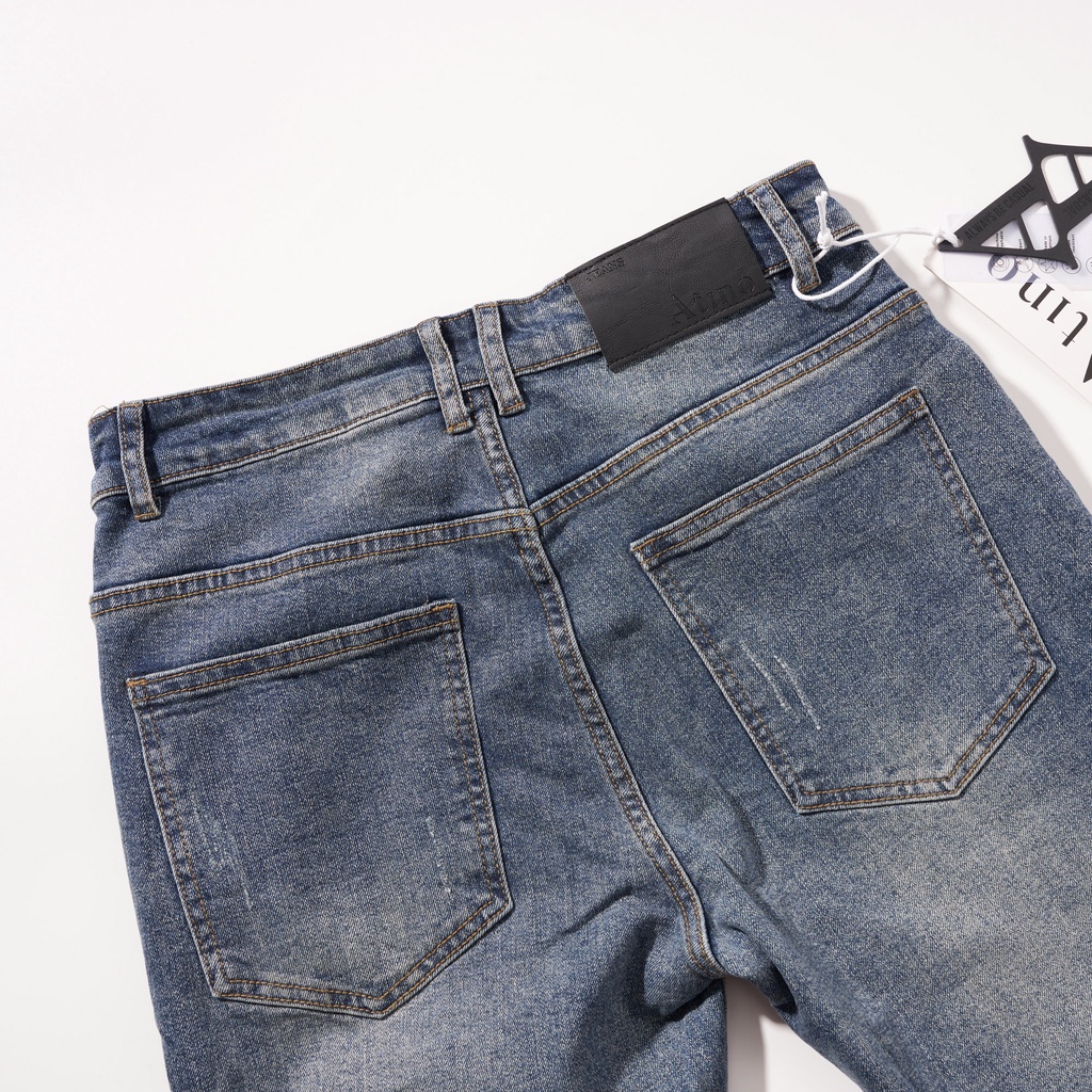Quần Jean Nam Xanh Ghi ATINO Chất Liệu Jean Pha Spandex Form Slim-Fit QJ1.1022