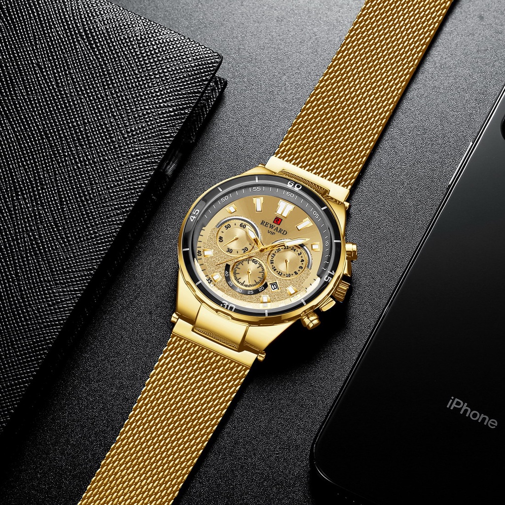 Đồng Hồ Đeo Tay Thể Thao Chronograph Mặt Thép Toàn Diện Phát Quang Phong Cách Doanh Nhân Cho Nam
