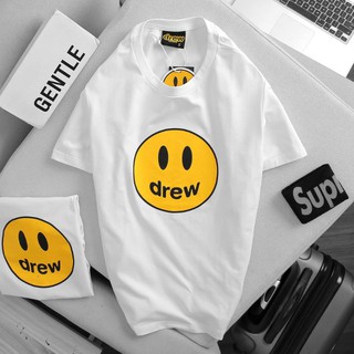 Áo thun in áo thun tay lỡ unisex fom rộng in hình DREW chất liệu cotton đen trắng
