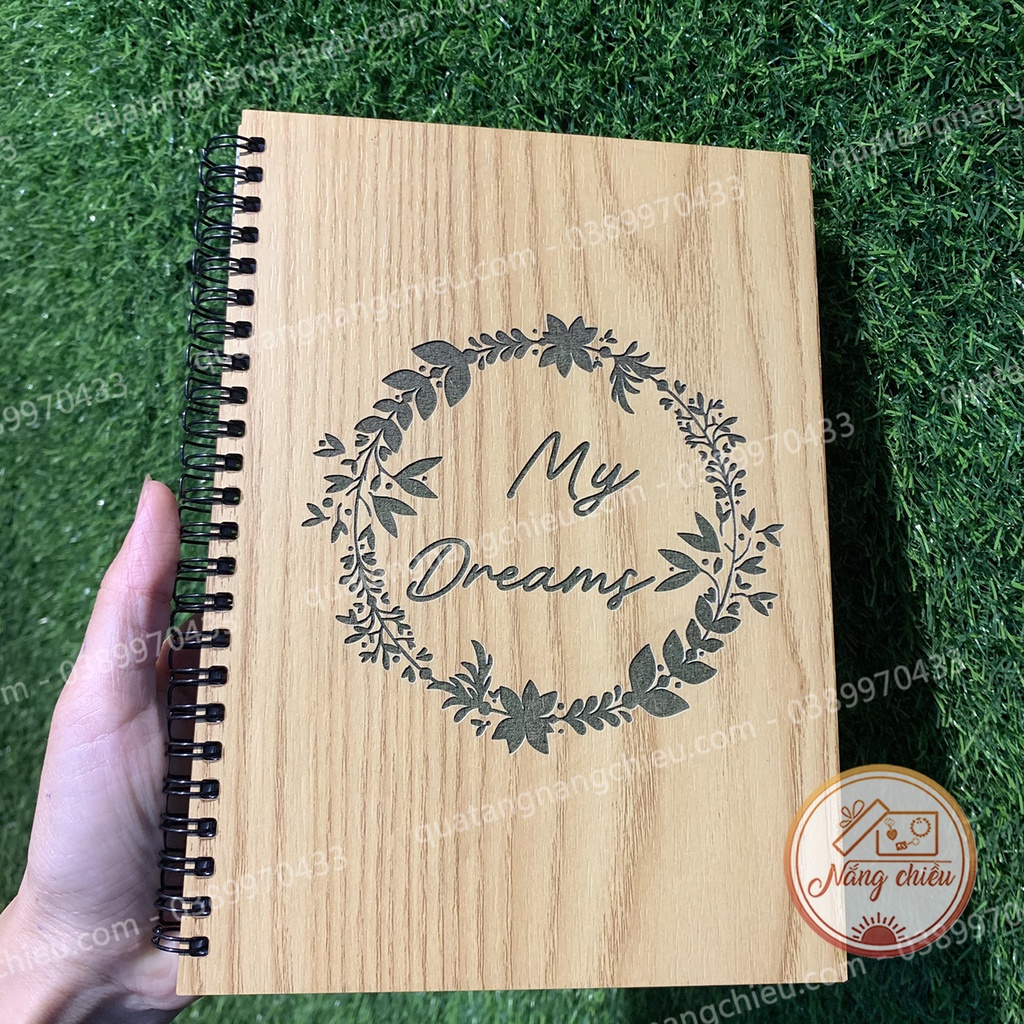 [ Giảm Giá Sốc] sổ tay bìa gỗ khắc theo yêu cầu