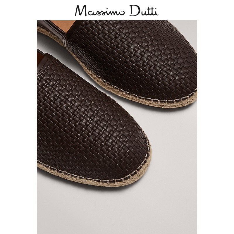 Giày nam Massimo Dutti, giày đan sợi đay màu nâu, giày lười đế bằng, giày đánh cá 12