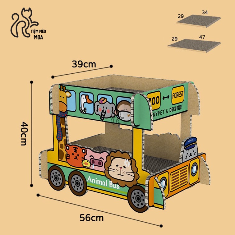Xe bus 2 tầng (Animal Bus)  - Bàn cào móng cho mèo - Tiệm Mèo Moa