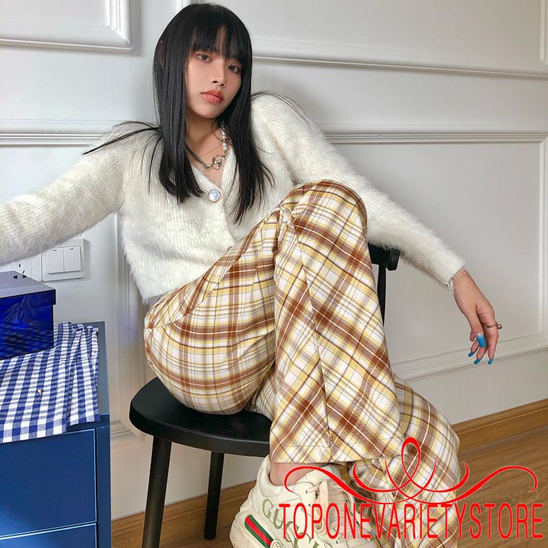 Quần Dài Ống Loe Họa Tiết Ca Rô Thời Trang Thanh Lịch Dành Cho Nữ | BigBuy360 - bigbuy360.vn