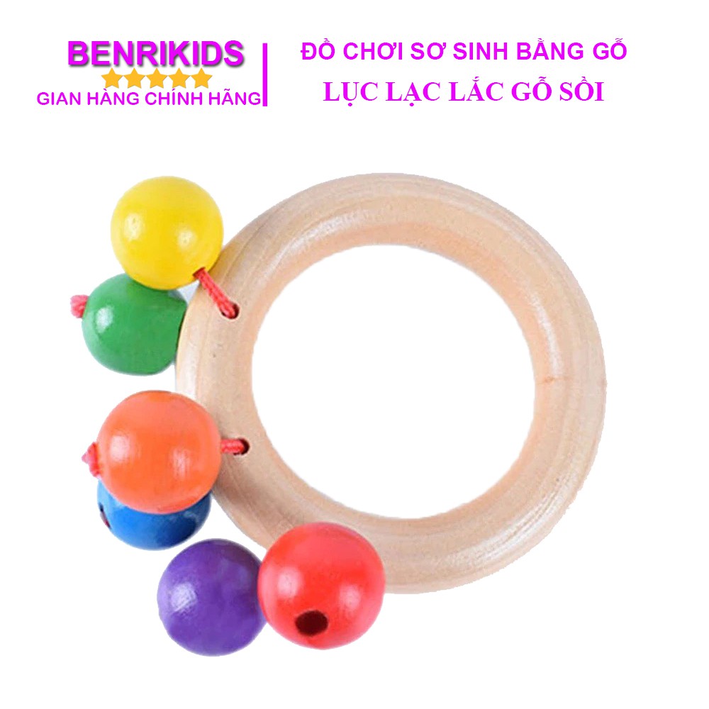 Đồ Chơi Sơ Sinh Lục Lạc Lắc Vòng Gỗ Benrikids Cho Bé Phát Triển Thính Giác