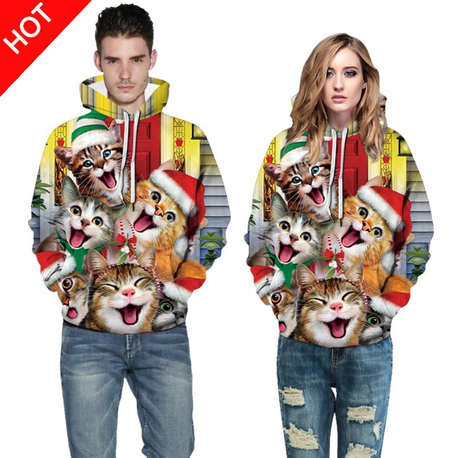 Áo Hoodie Họa Tiết Giáng Sinh Vlth0E Cho Cặp Đôi