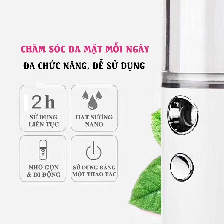 Máy Phun Sương Nano Kháng Khuẩn Xông Mặt Mini Dưỡng Ẩm Làm Mát Da Mặt