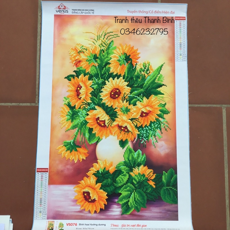 Tranh đính đá thành phẩm Hoa Hướng Dương VS076 ( đã đính )