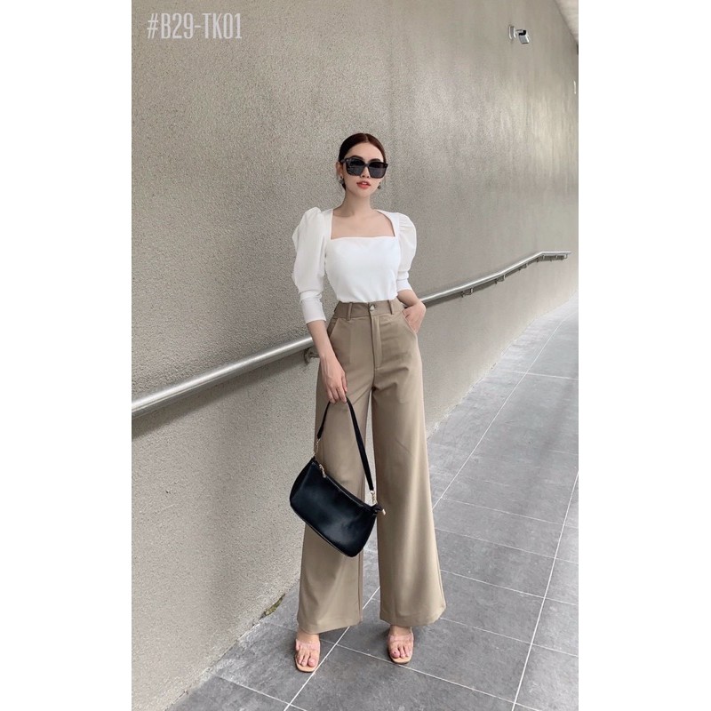 quần tây nữ dài lưng cao ống rộng/7 màu | BigBuy360 - bigbuy360.vn