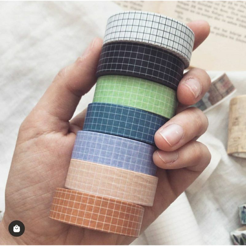 Krisna.room ♡ Washi tape caro/grid- Băng keo dán caro nhiều màu trang trí sổ