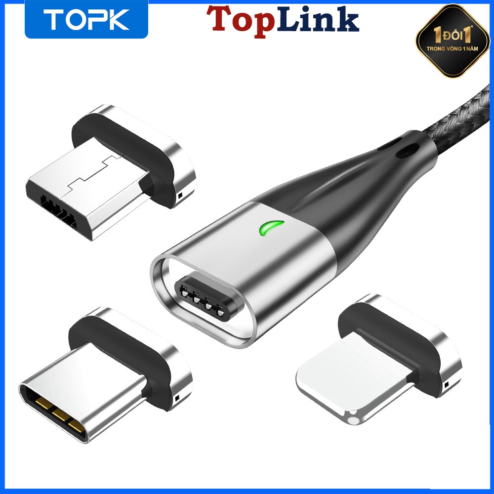 Cáp Sạc Nhanh TOPK AM61 Cổng Micro USB Type-C Dài 1m - Toplink