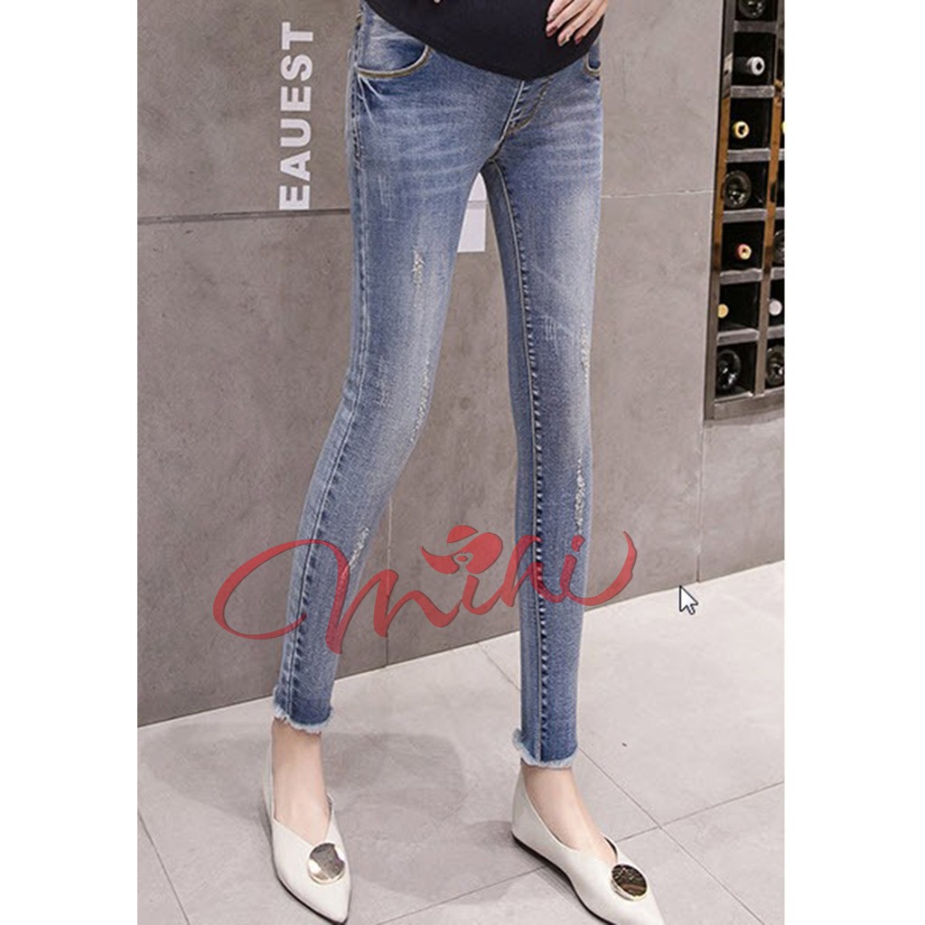 Quần bò bầu, quần Jean / Jeans cho bà bầu rách gấu - Hàng Quảng Châu chất đẹp (có ảnh THẬT)