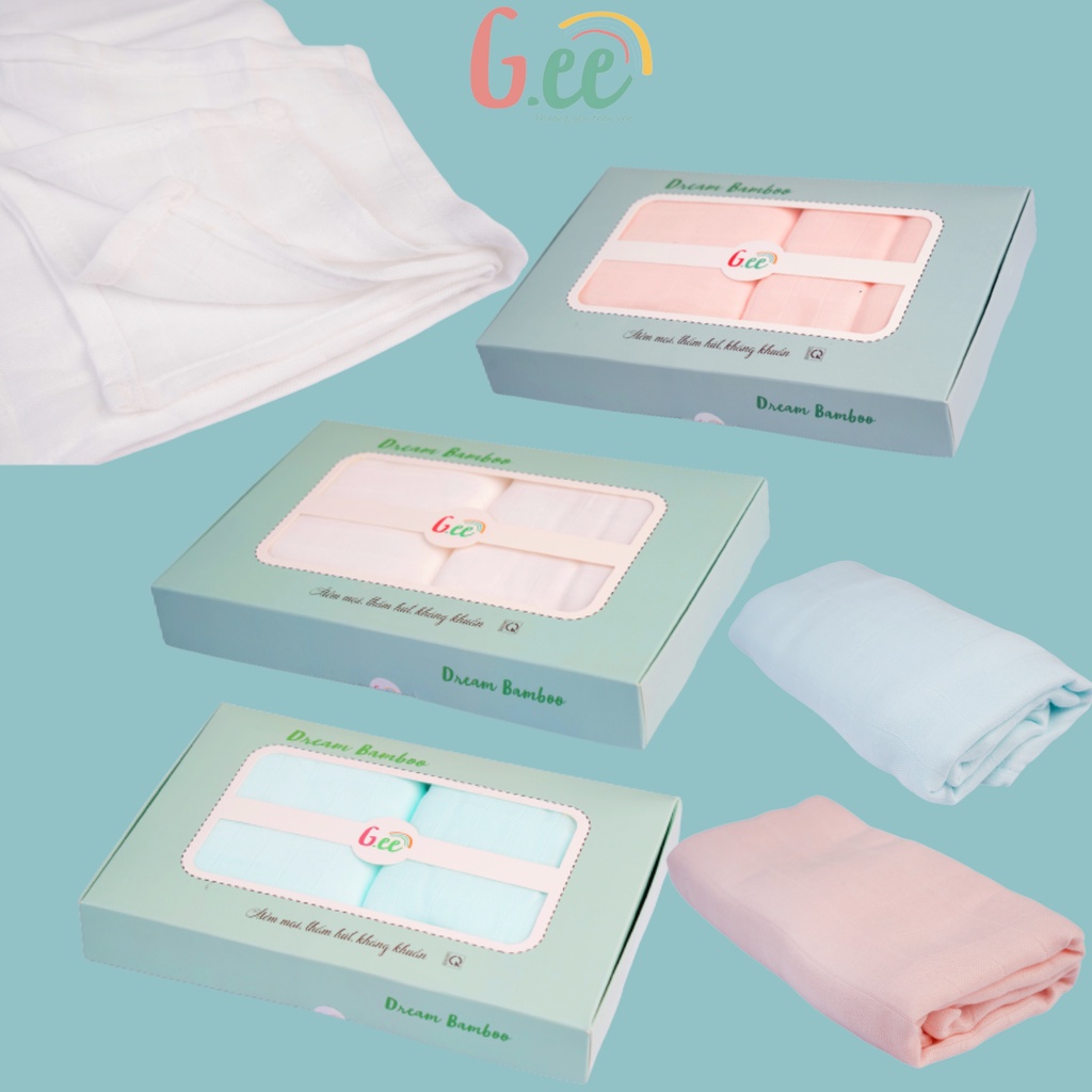 Khăn Tắm Sợi Tre Bamboo Đa Năng Cho Bé Trẻ Sơ Sinh Hai Lớp Cao Cấp Kích Thước 120x120cm G-ee Kids