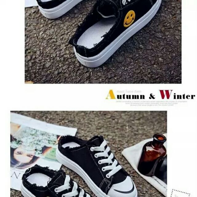 Sục thể thao nữ mặt cười, thêu trắng | BigBuy360 - bigbuy360.vn