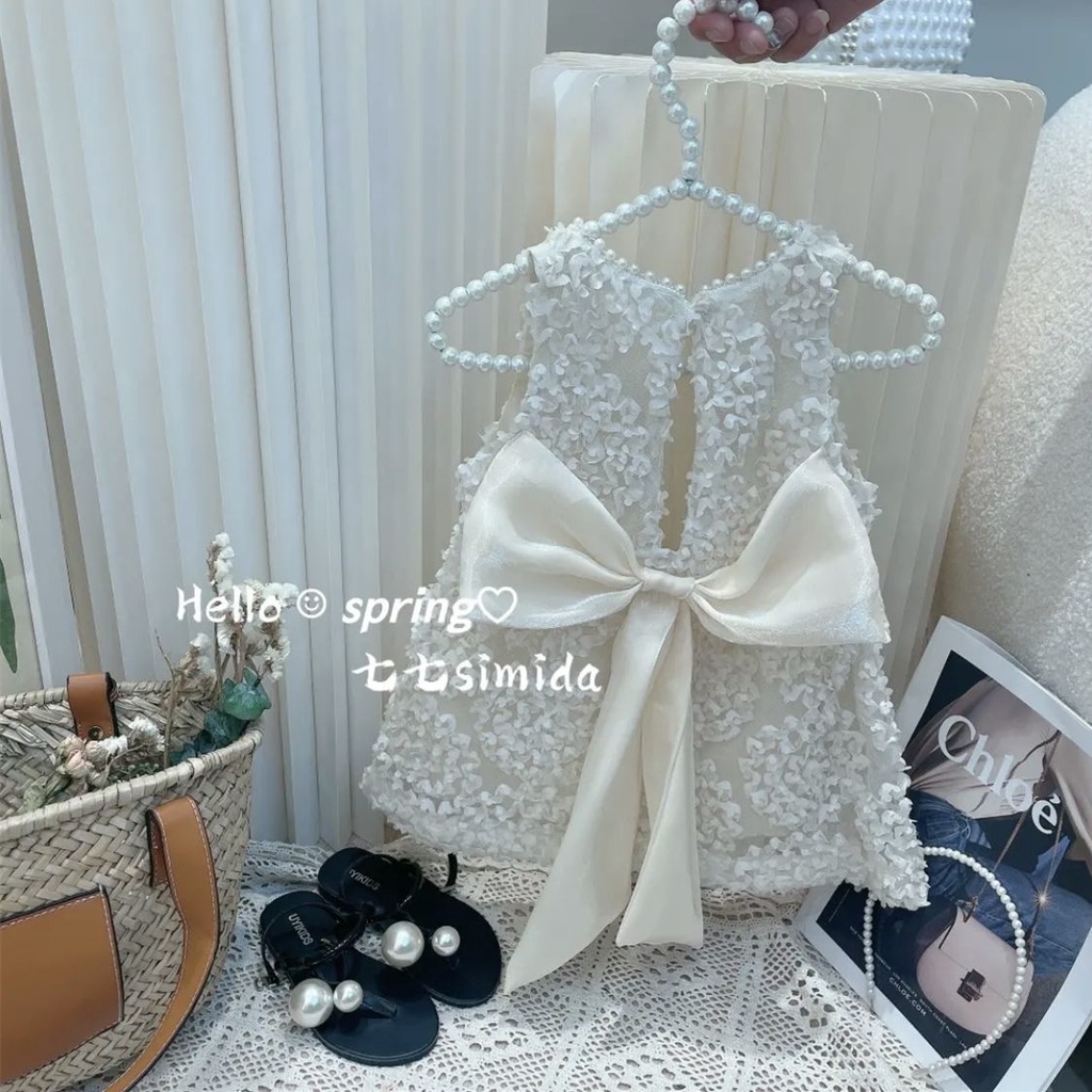 Đầm Công Chúa Không Tay Phối Ren Hoa Cho Bé Gái