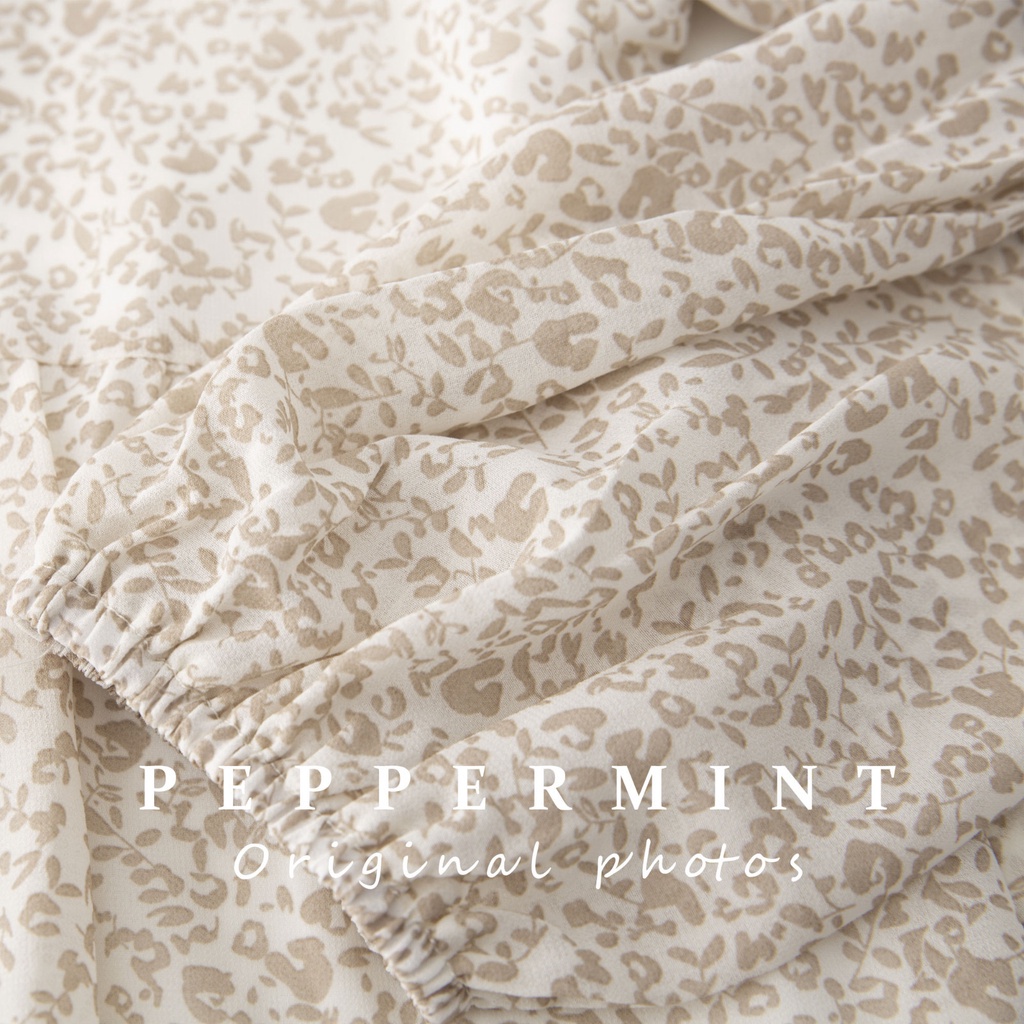 Đầm voan hoa tay dài dáng rộng phong cách thời trang Hàn Quốc 42155