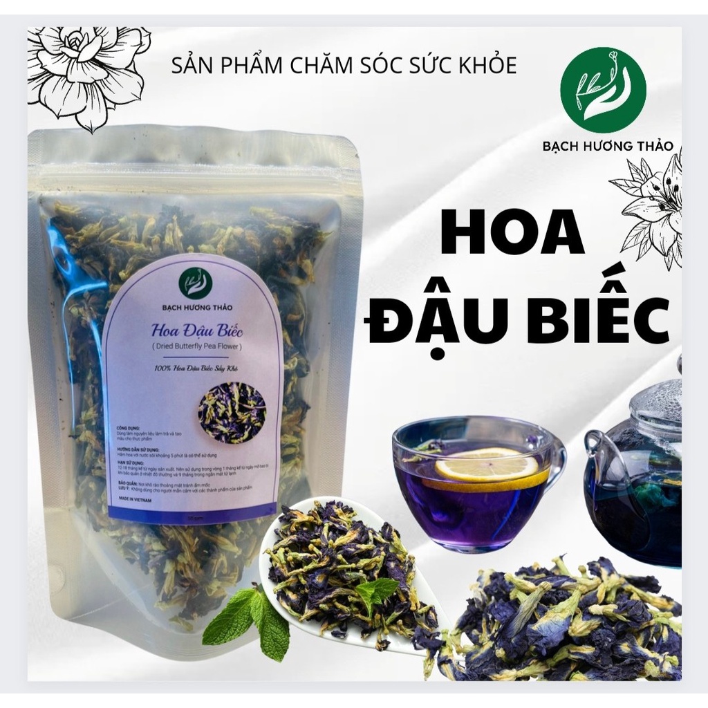 HOA ĐẬU BIẾC DRIED BUTTERFLY PEA FLOWER Trà hoa đâu biếc sấy khô tự nhiên tinh khiết | Bạch Hương Thảo