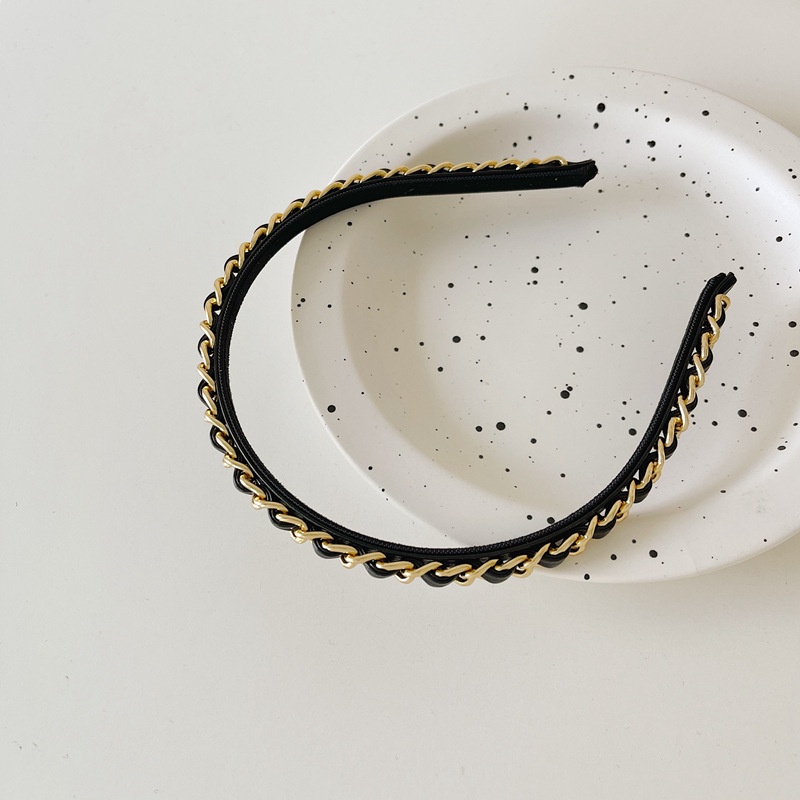 Băng Đô Dây Xích Bằng Da Kiểu Dáng Đơn Giản Hợp Thời Trang