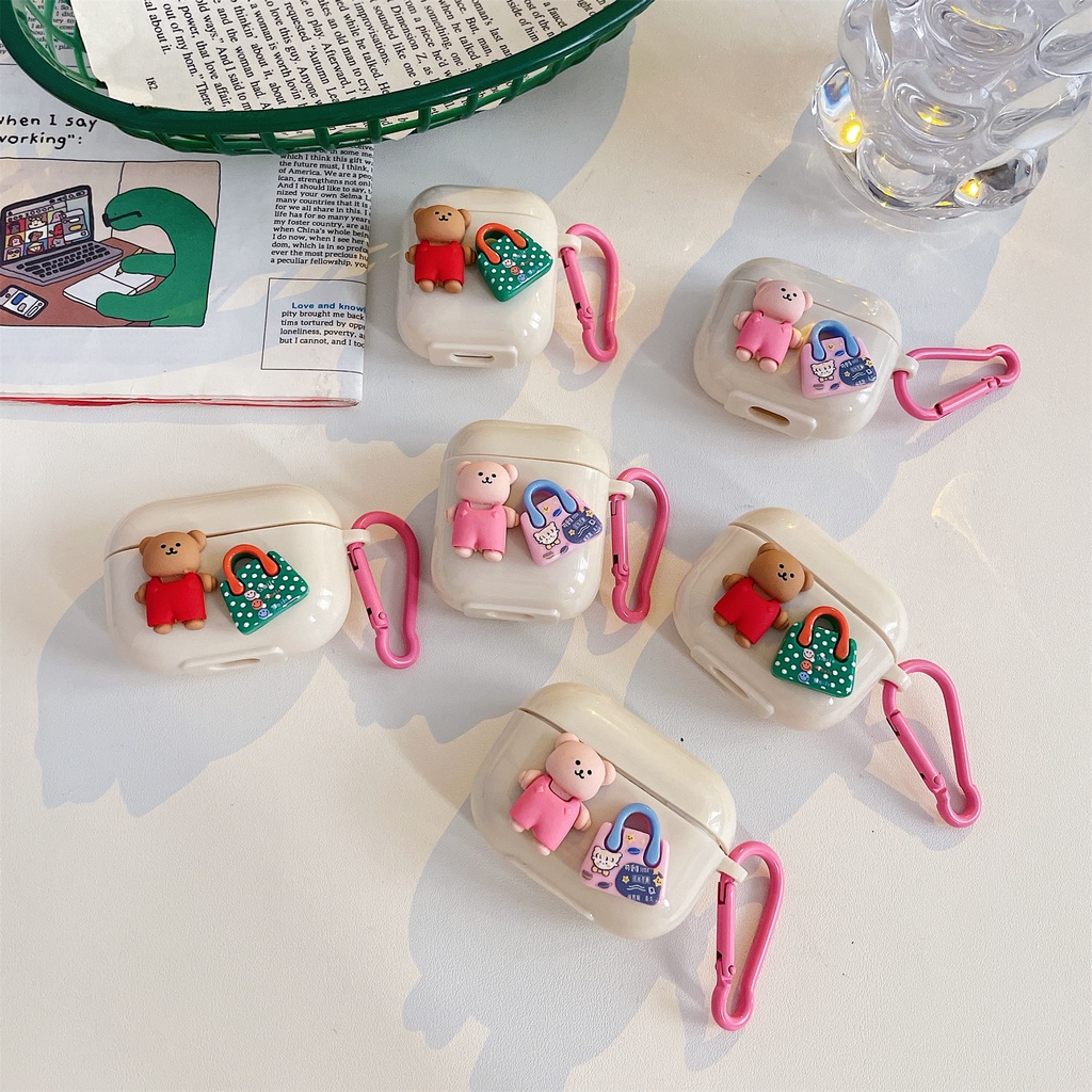 Cartoon DIY bow love heart Apple Airpods 3 2021 1/2 Pro Cover wireless bluetooth earphone Charging Protective Case Box