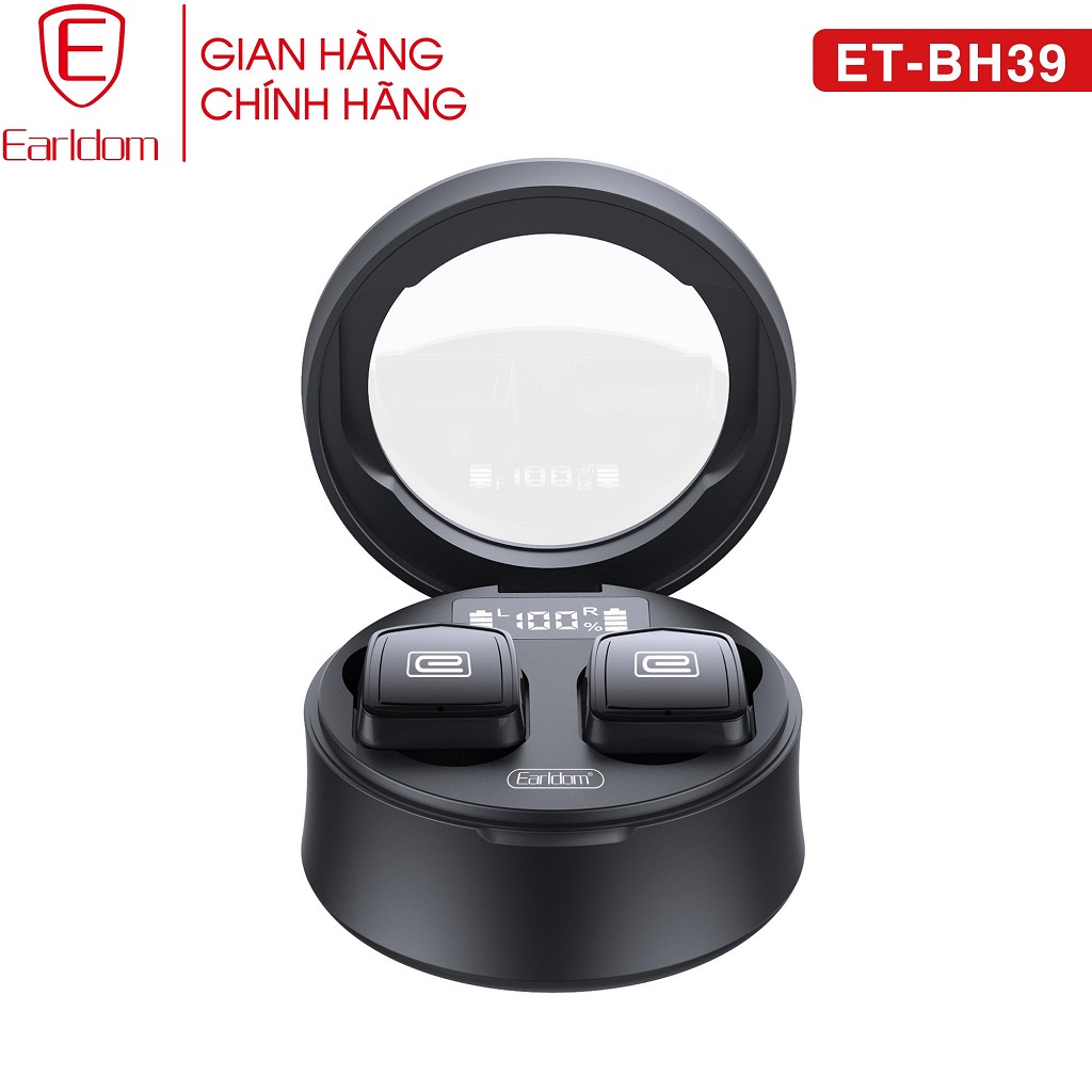 Tai Nghe Bluetooth hình trụ, màn hình led hiển thị phần trăm pin, kefm máy thu âm True Wireless Earldom ET- BH39 (2 tai)