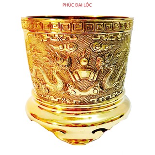 Bát hương thờ cúng bằng đồng đường kính 14cm màu vàng sáng bóng - Đồ thờ cúng bằng đồng cao cấp
